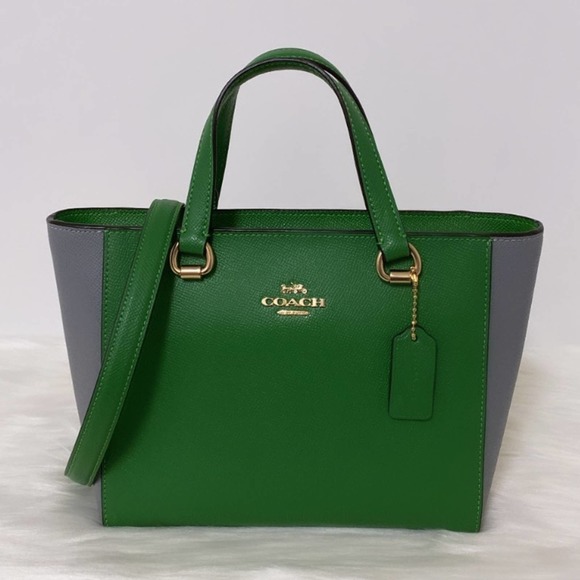Coach Handbags - New Coach Alice Satchel in Colorblock / Crossgrain Leather / Green-Grey